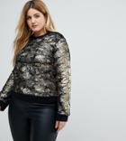 Club L Plus Gold Leaf Long Sleeve Sweatshirt - Gold