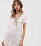 River Island Sequin Embellished Shift Dress With Collar In Pink - Pink