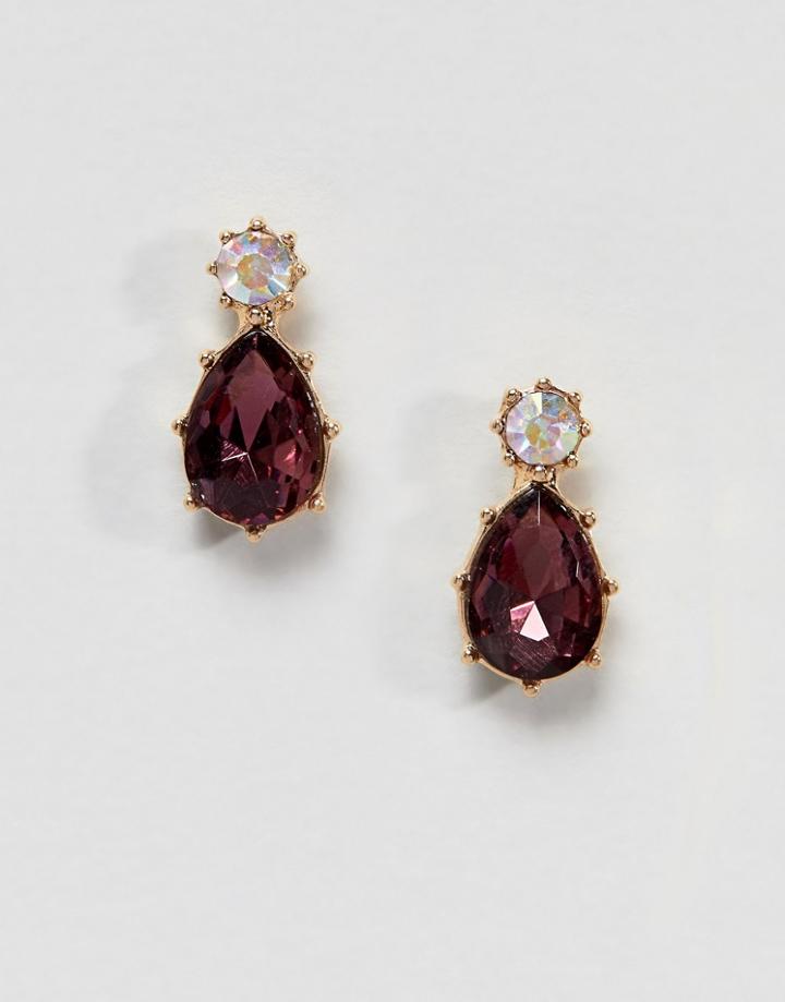 Asos Design Twinkle Stone Jewel Earrings - Purple