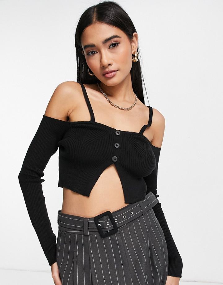 Asos Design Off Shoulder Cardigan In Black