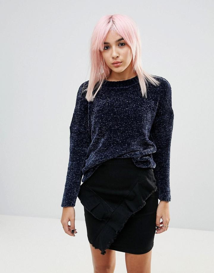 Noisy May Chenille Knitted Jumper - Blue