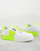 Love Moschino Heart Flatform Sneakers In Yellow And White