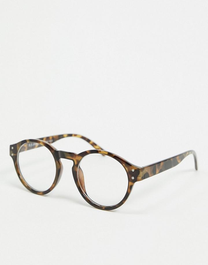 Aj Morgan Round Sunglasses In Tortoiseshell With Clear Lens-brown