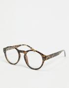 Aj Morgan Round Sunglasses In Tortoiseshell With Clear Lens-brown