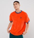Puma Towelling T-shirt In Orange Exclusive To Asos - Red
