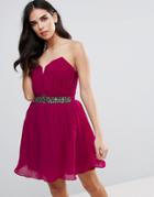 Little Mistress Cherry Jewel Waist Mini Dress - Red