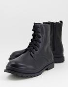 Rule London Chunky Lace Up Boots In Black