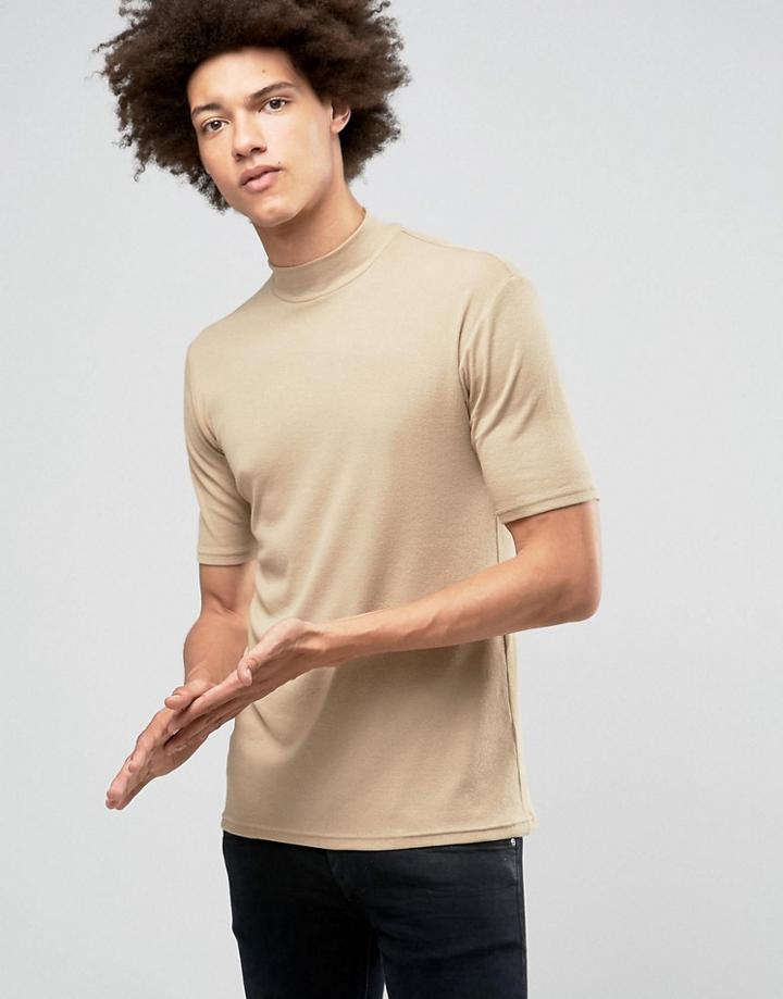 Weekday Half Tube Turtleneck Rib T-shirt - Beige