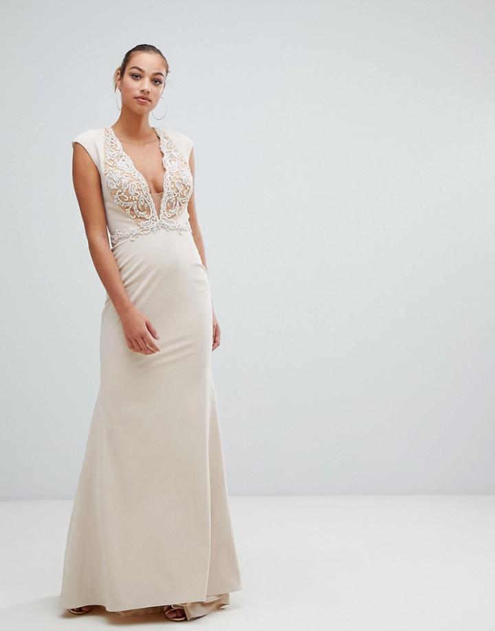 Forever Unique Lace Trim Maxi Dress - Pink
