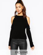 Daisy Street Halter Neck Knit Rib Top With Cold Shoulder - Gray