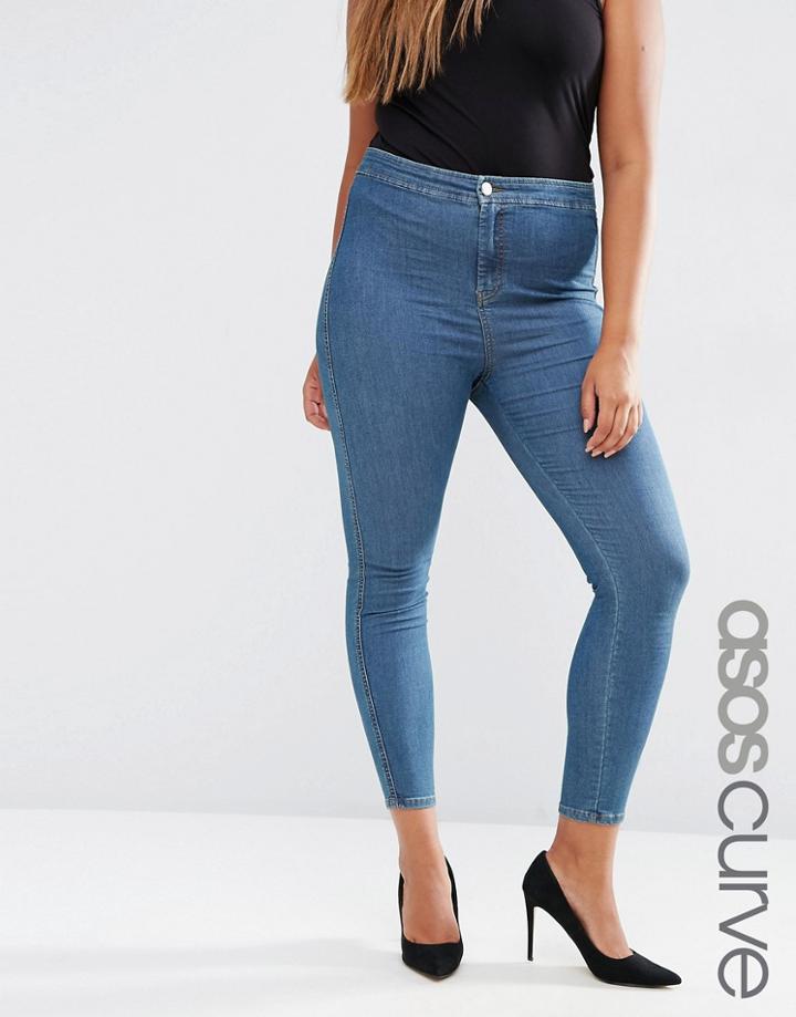 Asos Curve Rivington Jeggings In Beau Tinted Blue Wash - Blue