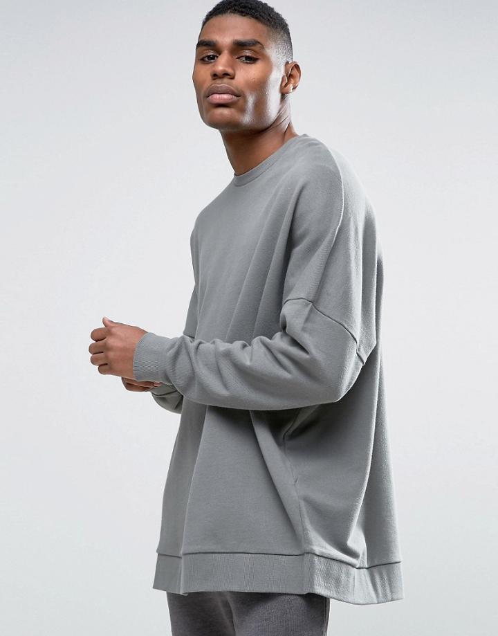 Asos Extreme Oversized Sweatshirt In Gray - Gray