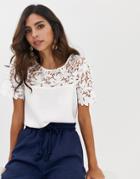 Vila Lace Panel Blouse - White