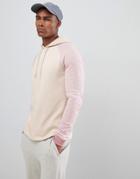 Asos Design Hoodie In Beige With Contrast Fabric Interest Raglan Sleeve - Beige