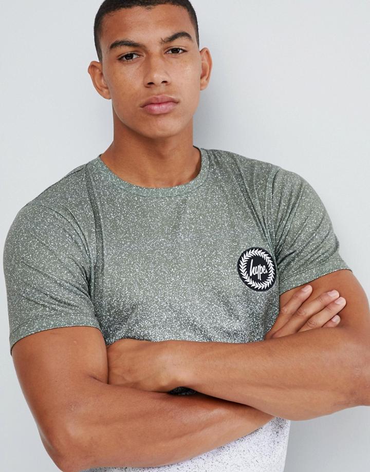 Hype T-shirt In Khaki With Speckle Print - Green