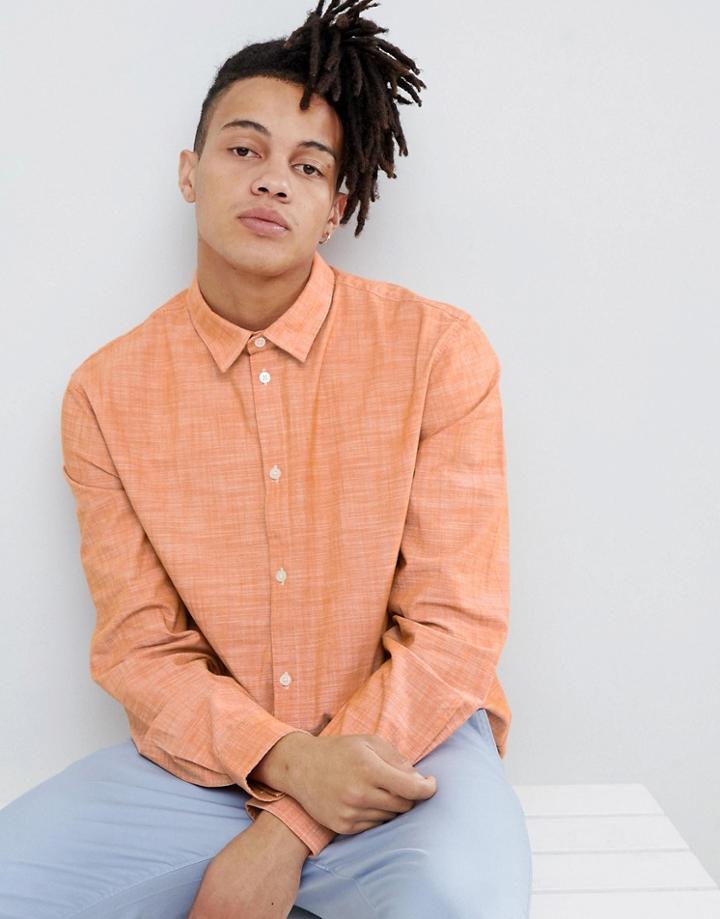 Weekday Lead Orange Chambray Shirt - Orange