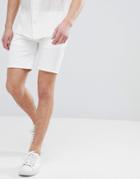 Asos Design Denim Shorts In Skinny White - White
