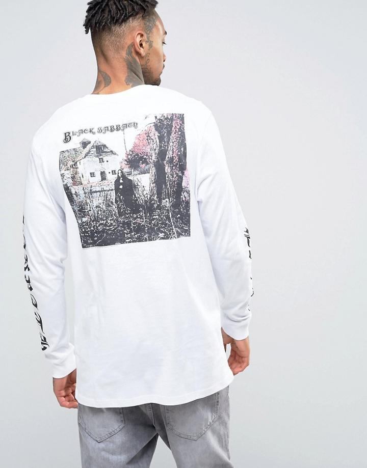 Asos Black Sabbath Longline Long Sleeve Band T-shirt With Sleeve Print