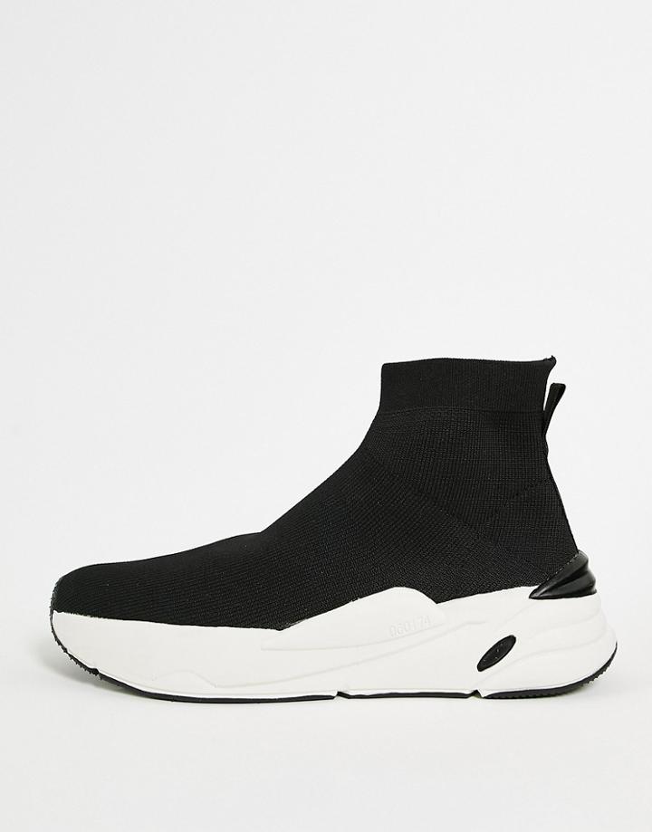 Stradivarius Knit Sneakers In Black