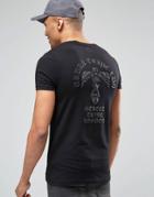 Asos Muscle T-shirt With Black Eagle Print - Black