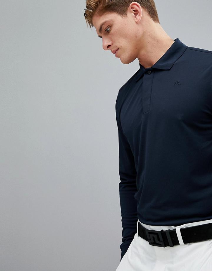 J.lindeberg Golf Brandon Slim Fit Long Sleeve Tx Torque Polo Shirt In Navy - Navy