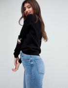 Asos Holidays Sweater With Sequin Pudding Elbow Patches - Black
