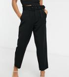 Vero Moda Petite Cigarette Pants With Belted Waist In Black