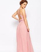True Decadence Petite Plunge Front Open Back Maxi Dress - Pink
