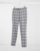 Jack & Jones Premium Pants In Light Gray Check-grey