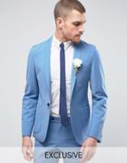 Hart Hollywood Skinny Wedding Suit Jacket With Shawl Lapel - Blue