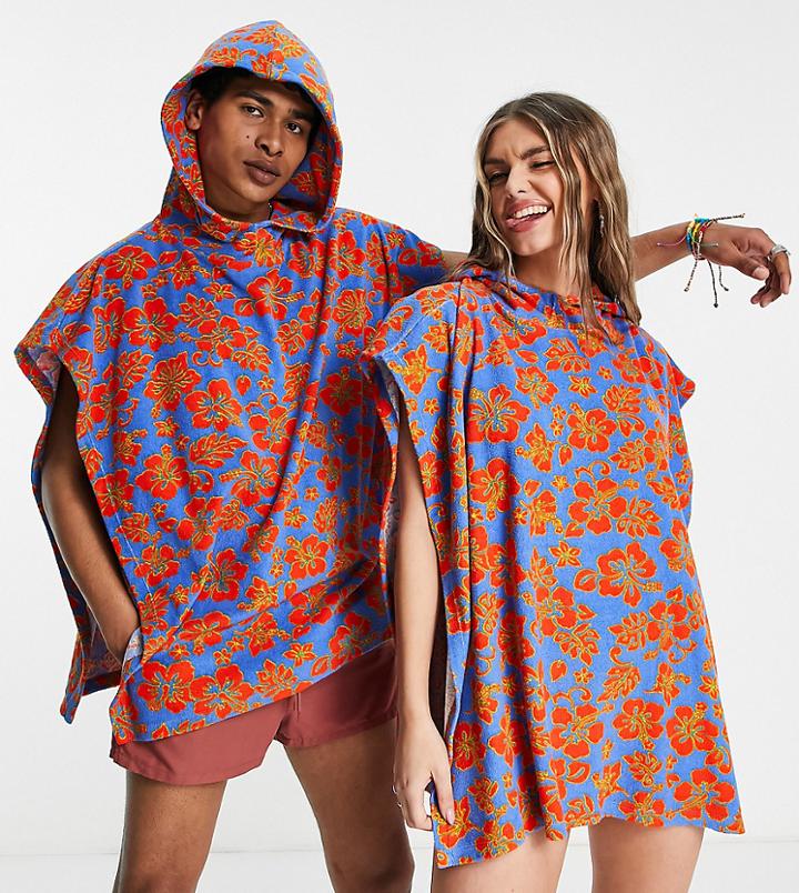 Collusion Unisex Beach Hoodie In Multi-blue