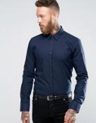 Hugo By Hugo Boss Smart Shirt In Navy Slim Fit - Navy