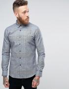 Farah Slim Buttondown Check Shirt In Black - Black