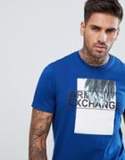 Armani Exchange Slim Fit Palm Print Logo T-shirt In Blue - Blue