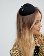 Vixen Heart Shaped Pillbox Hat - Black