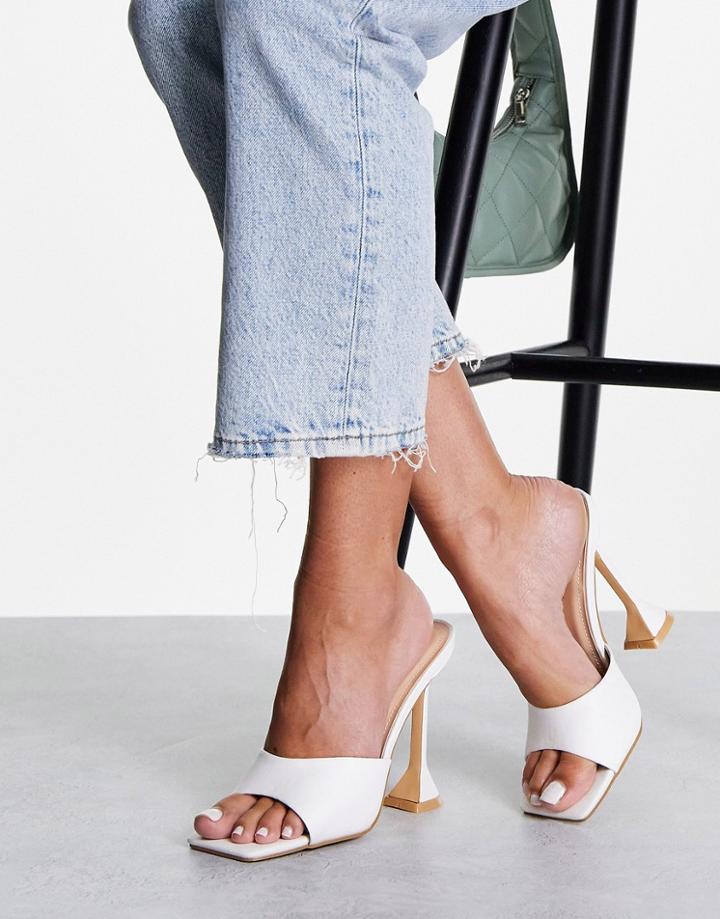 Glamorous Heel Sandals With Statement Heel In White