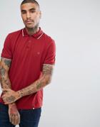 Pretty Green Barton Short Sleeve Tipped Polo Shirt In Red - Red