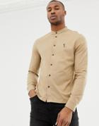 Religion Skinny Fit Jersey Shirt With Grandad Collar In Camel - Brown