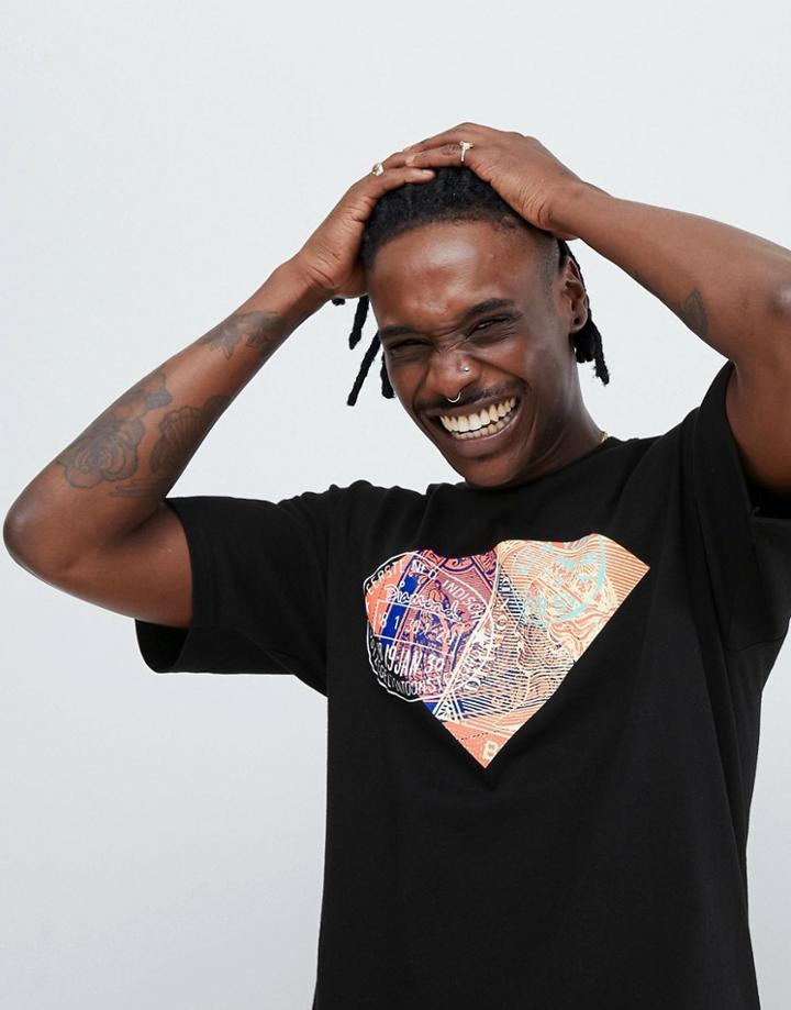 Diamond Supply Trotter Passport T-shirt With Logo In Black - Black