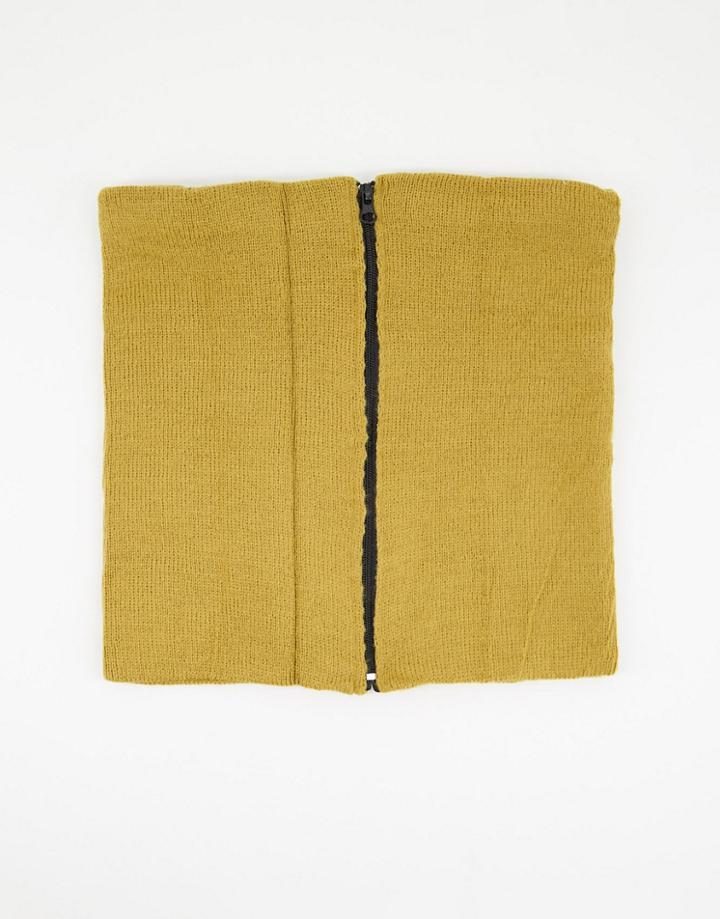 Svnx Zip Knitted Snood In Tan-brown