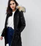 Asos Design Tall Parka With Detachable Faux Fur Liner - Black