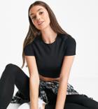 Asos Design Tall Fitted Crop T-shirt In Black