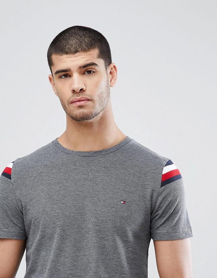 Tommy Hilfiger Donny Icon Shoulder Insert T-shirt In Dark Gray Marl - Gray