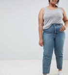 Asos Design Curve Recycled Florence Authentic Straight Leg Jeans In Light Stonewash Blue - Blue