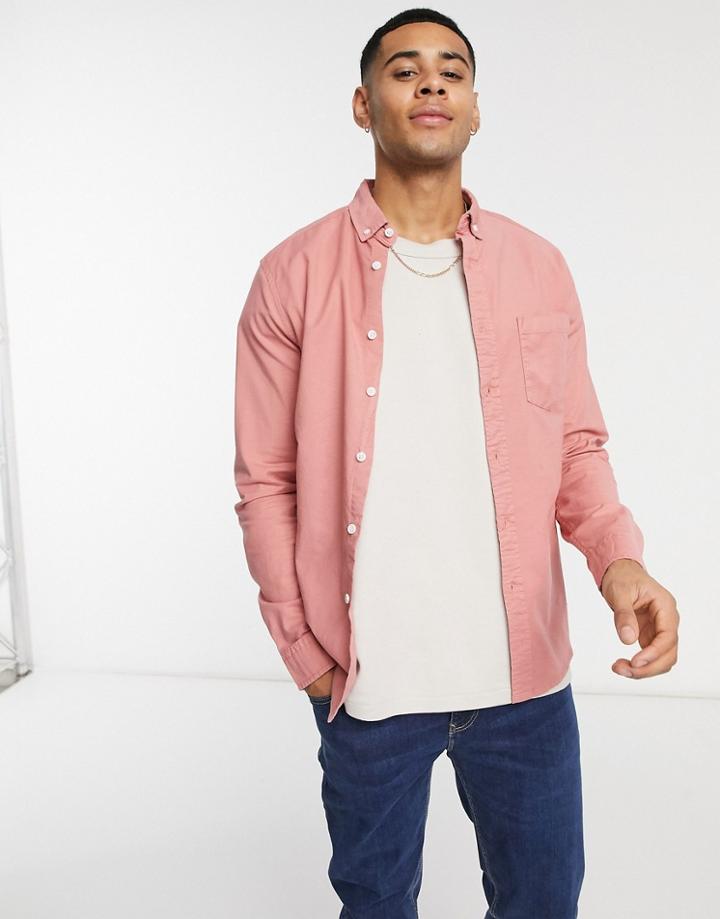 Asos Design Slim Fit Organic Oxford Shirt In Raspberry-red