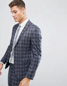 Jack & Jones Premium Slim Suit Jacket In Wide Check - Navy
