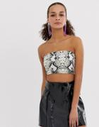 Miss Selfridge Bandeau Top In Snake Print - Multi