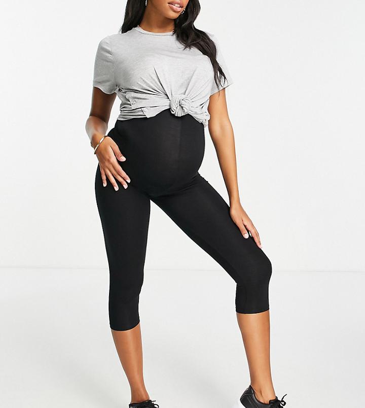 Asos Design Maternity Over The Bump Capri Legging In Black
