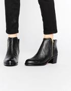 Ted Baker Jylon Leather Mid Heeled Zip Ankle Boots - Black