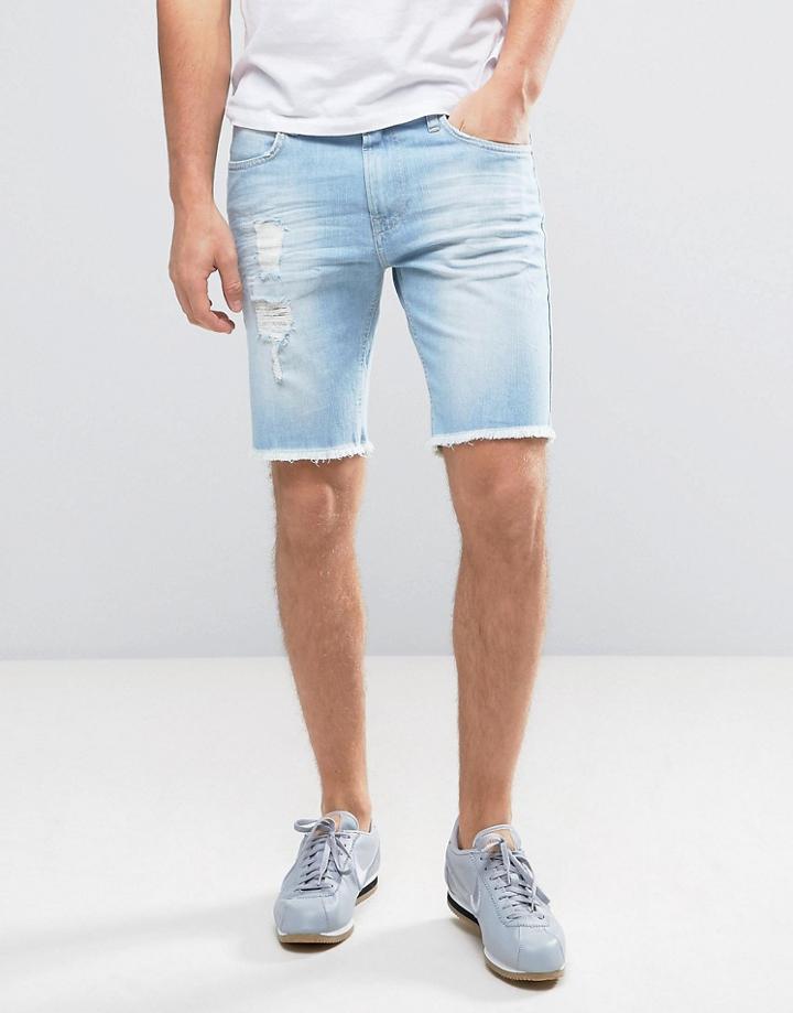 Lee Denim Cut Off Shorts Trashed Baron Wash - Blue